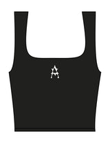 The Square Neck Tank - Black - Activate House - Center Chest "A" - Printed - White