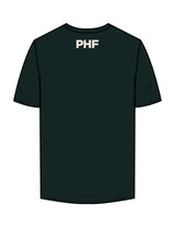 The Mens Tee - Pine Green - Powerhouse Fitness - Full Front & Back Neckline - Printed - Off White