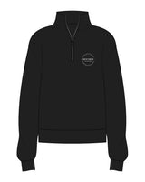 The Womens 1/4 Zip - Black - REFORM Pilates Studio - Left Chest Round - Printed - White