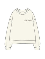 The Womens Crewneck - Off White - Pure Movement LARK - Left Chest - Embroidered - Brown