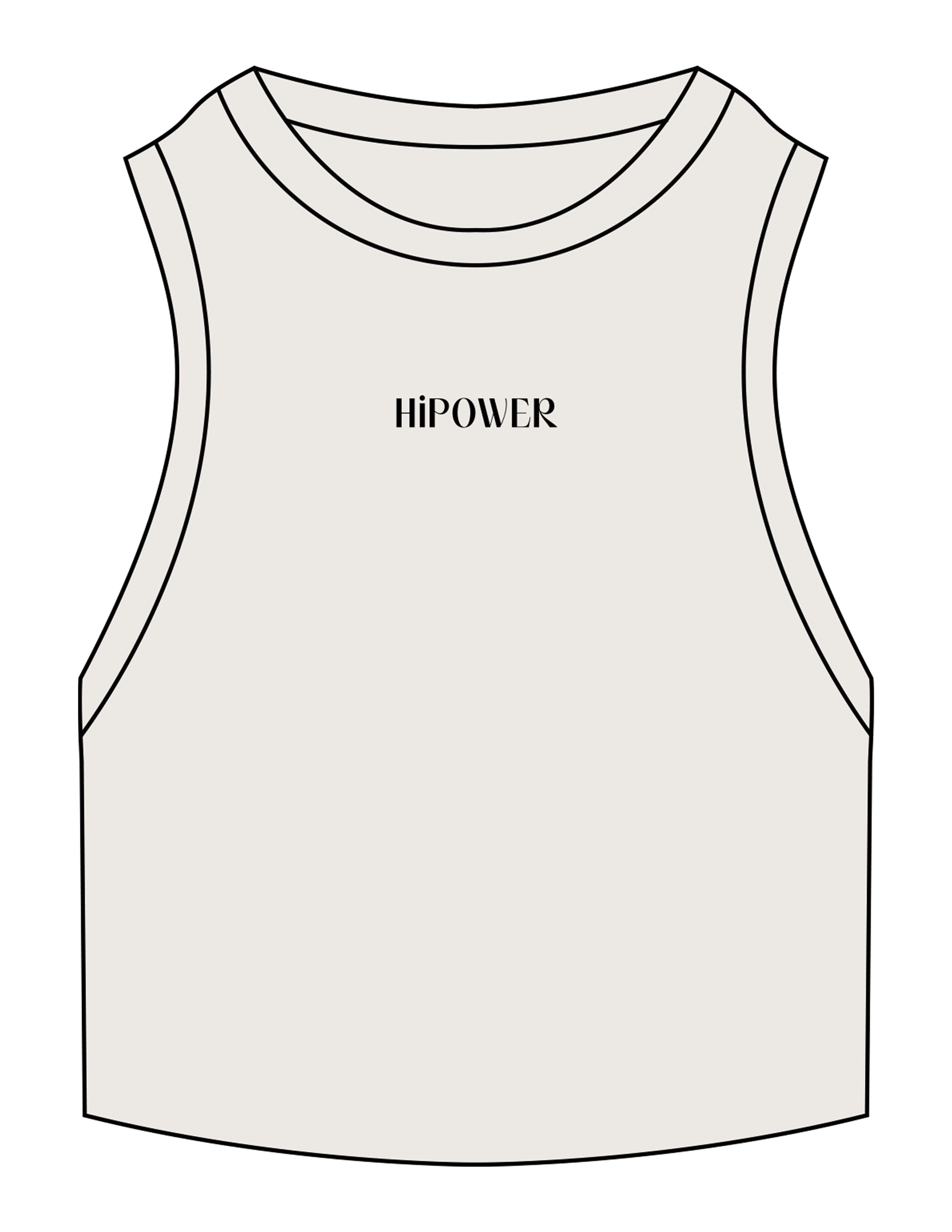The Ribbed Crop Tank - Bone - Hi Power - Center Chest - Embroidered - Black