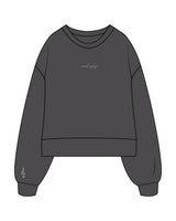 The Womens Heavyweight Crop - Graphite - SOUL YOGA - Center Chest & Right Sleeve - Embroidered - Lavender
