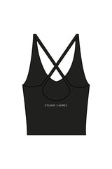 The Sporty Strappy Tank - Black - Studio Lagree - Center Chest & Center Back - Printed - White