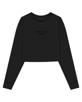 The Crop Long Sleeve - Black - Athletic Culture - center Chest Stacked - Tone on Tone