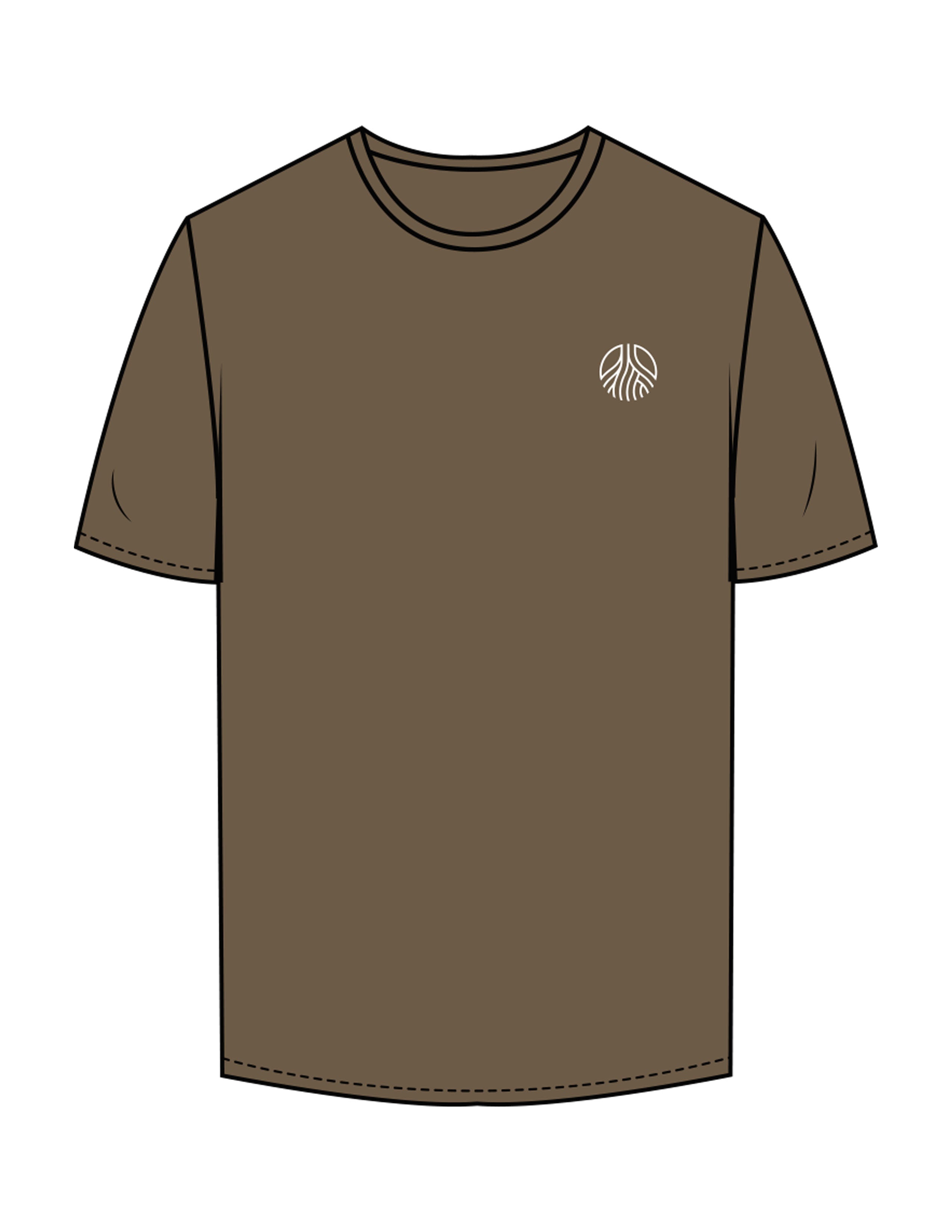 The Mens Tee - Walnut - Sultivate - Left Chest Icon & Back Shoulder - Printed - White