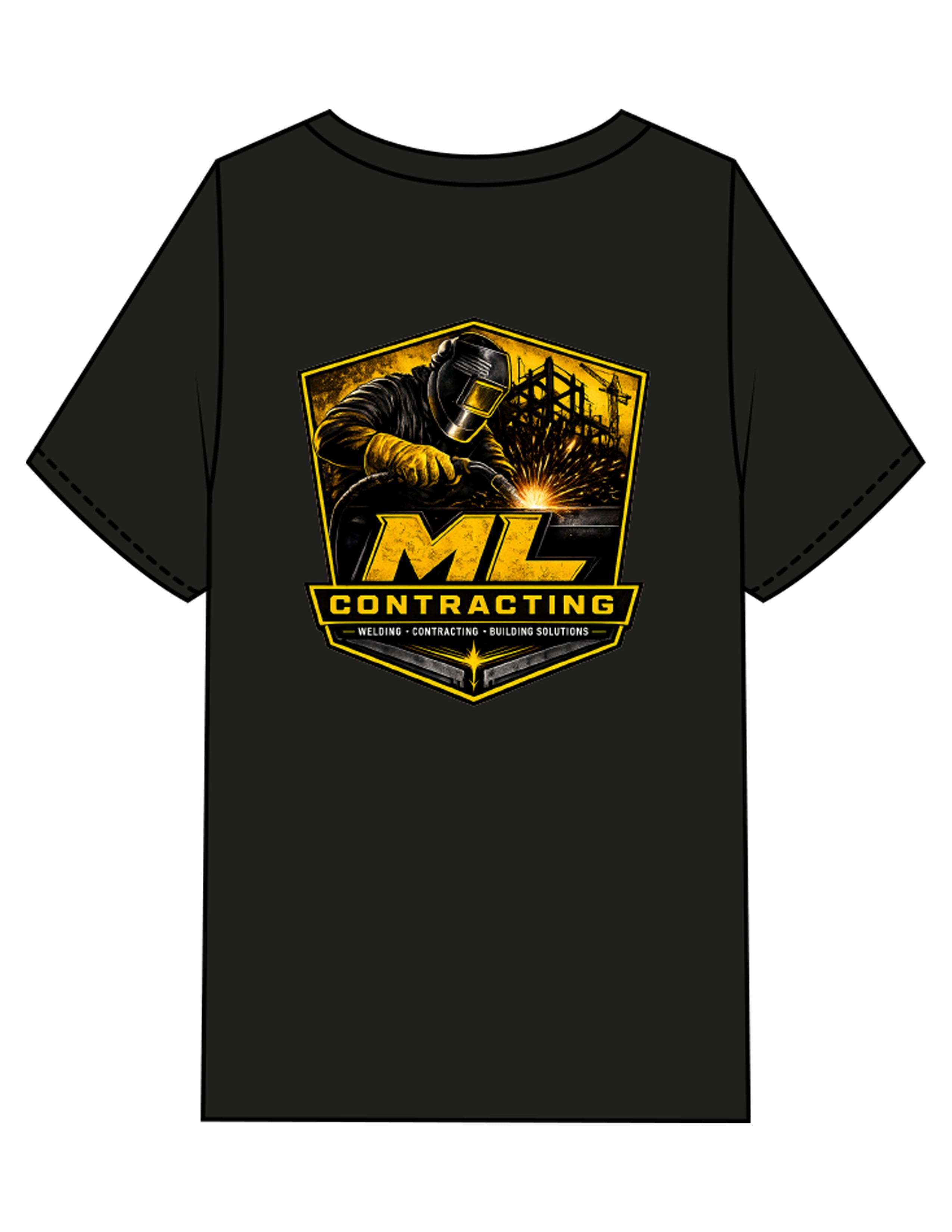 The Mens Heavyweight Tee - Black - ML Contracting LLC - Left Chest & Back Image - Printed - Full Color