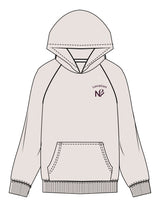 The Womens Hoodie - Bone - Neighborhood Barre - Left Chest Stacked "LOCATION" - Embroidered - Aubergine