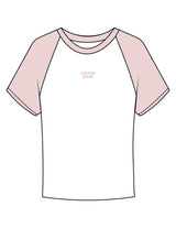 The Micro Rib Baby Tee - White / Pink - Golden Hour - Center Chest Stacked - Printed - Baby Pink