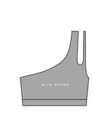The One Shoulder Bra - Gray - HiLo - Center Chest - Printed - White