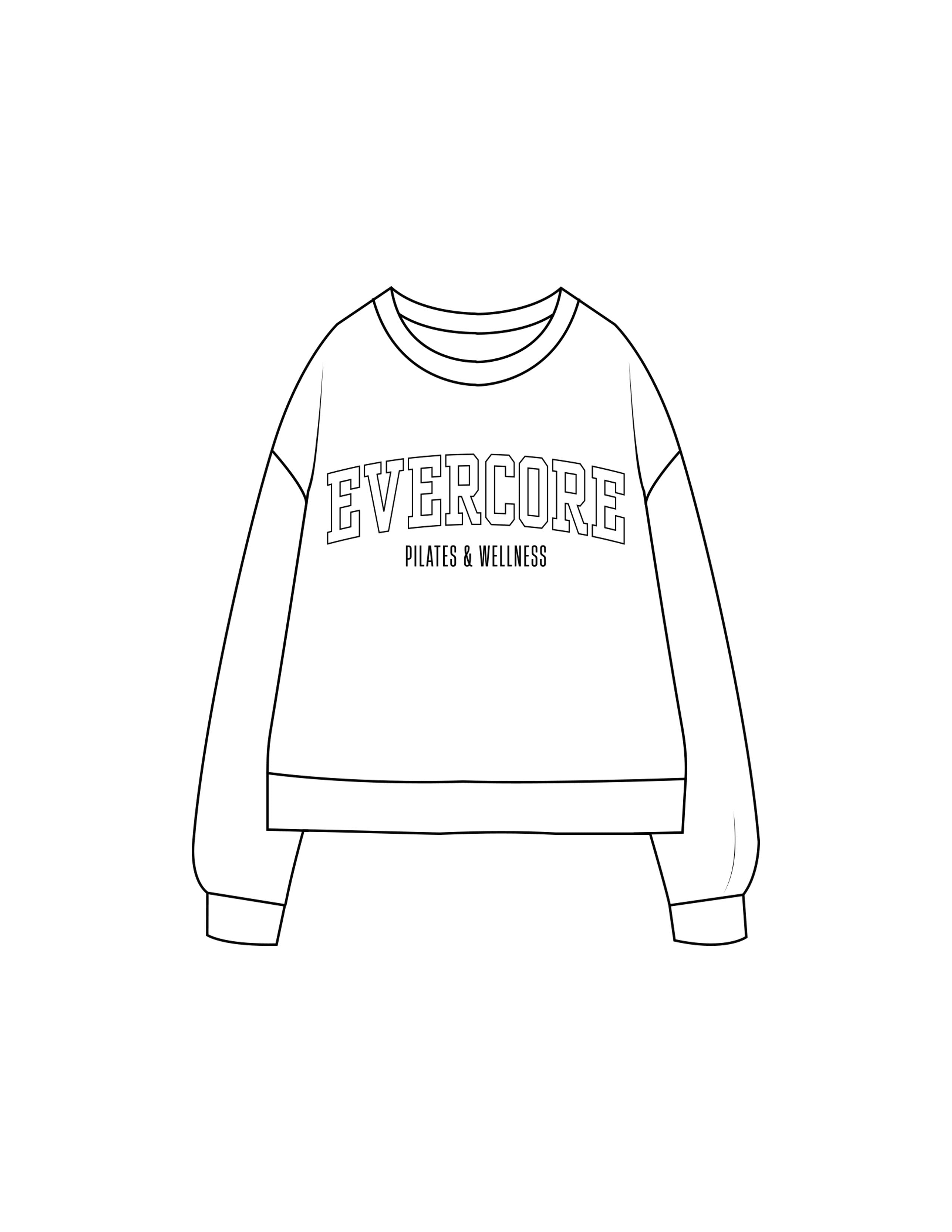 The Recycled Unisex Crewneck - White - EVERCORE - Center Chest Stacked - Printed - Black