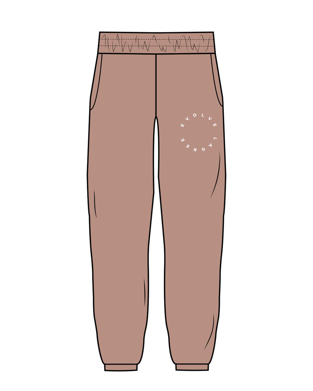The Womens Sweatpants - Clay - Evolve Lagree - Left Leg - White