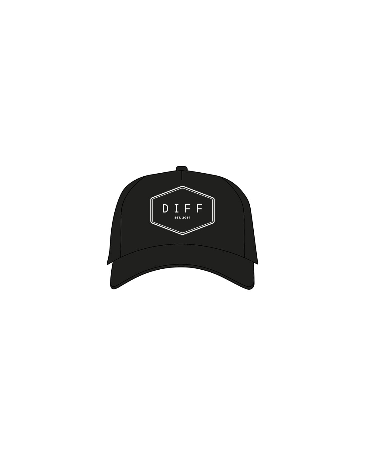 The Foam Trucker - Black - DiffEyewear - Center Crown EST - Printed - White