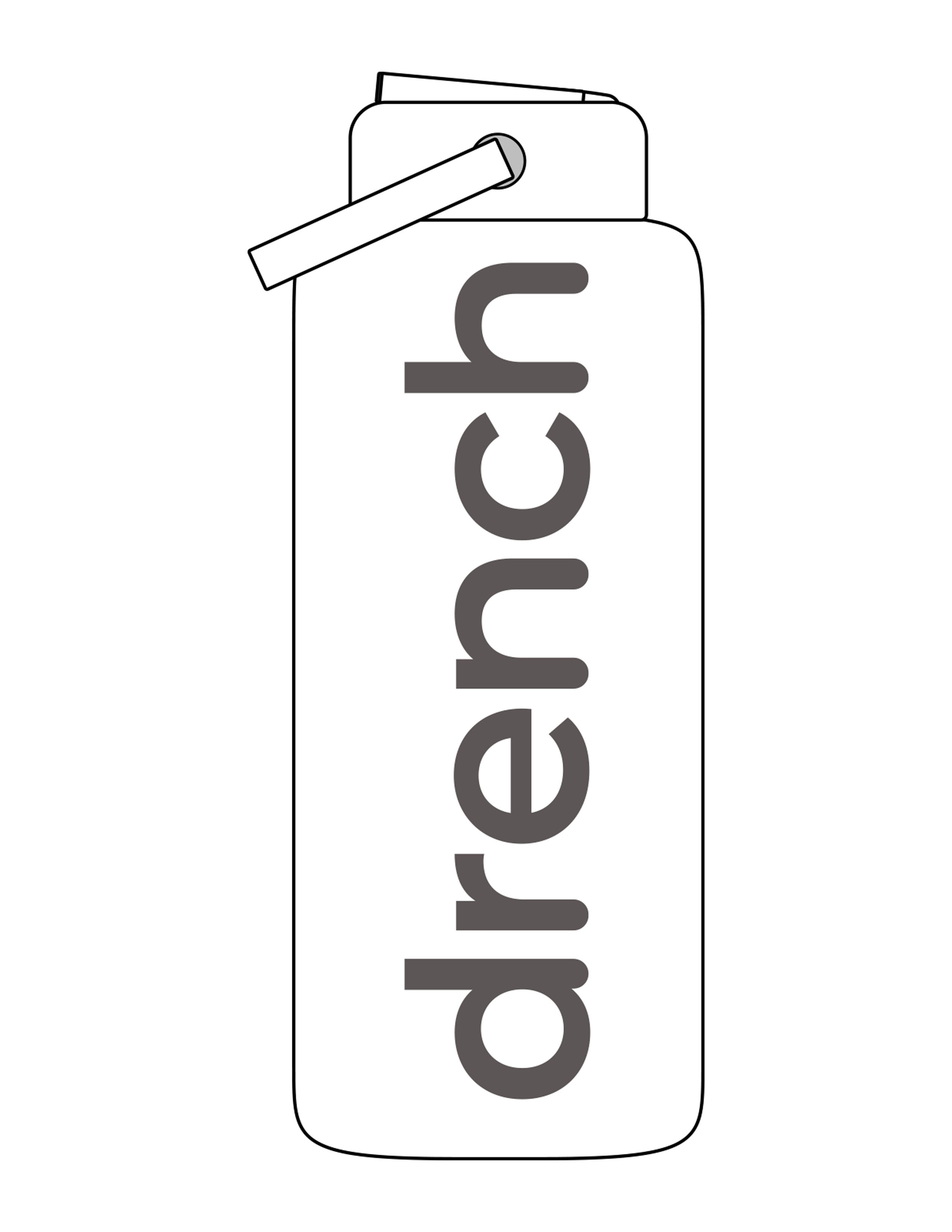 The Wide Mouth Water Bottle - White - Drench - Center Body Vertical - Printed - Taupe