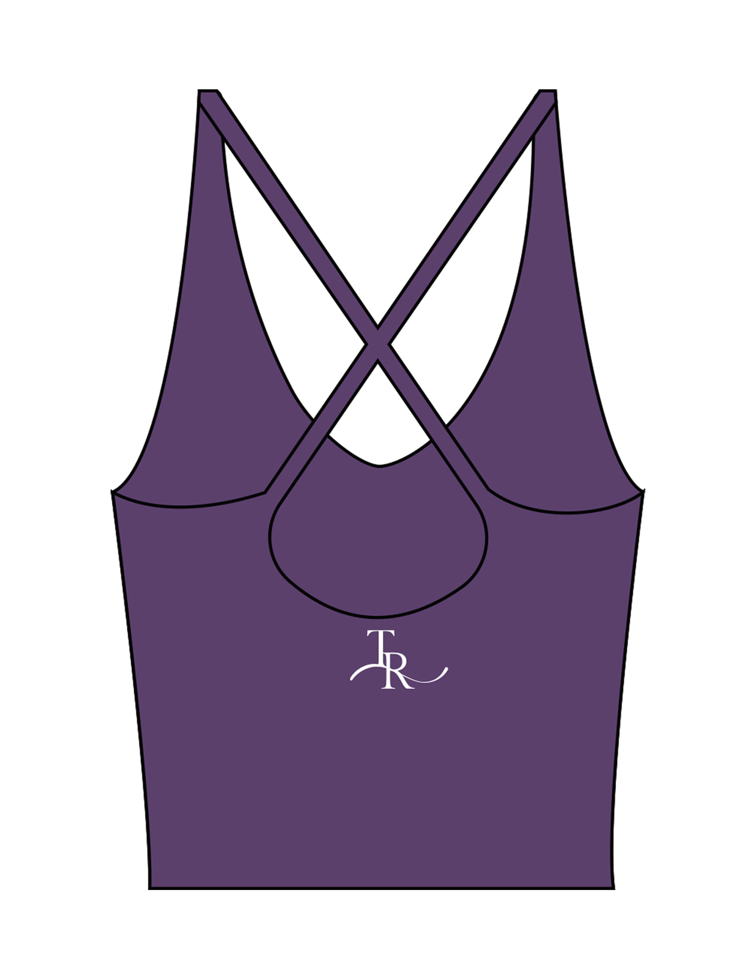 The Sporty Strappy Tank - Purple - The Refinery Fitness Studio - Center Back - Printed - White