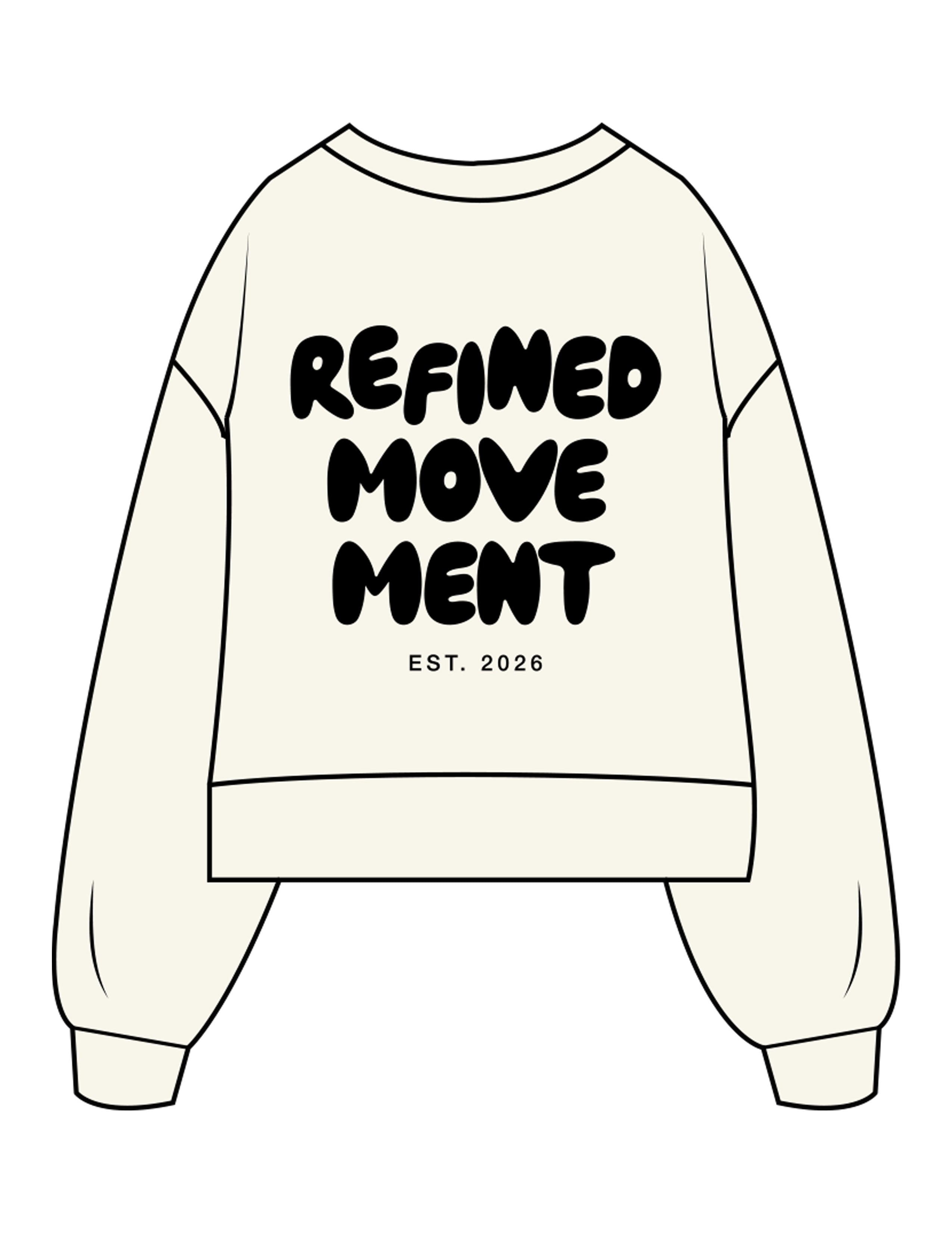 The Womens Heavyweight Crop - Off White - Refined Movement - Center Chest & Back Damage - Printed - Black