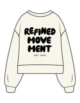 The Womens Heavyweight Crop - Off White - Refined Movement - Center Chest & Back Damage - Printed - Black