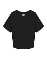 The Crop Tee - Black - Krista - Center Chest Stacked & Back Center - White