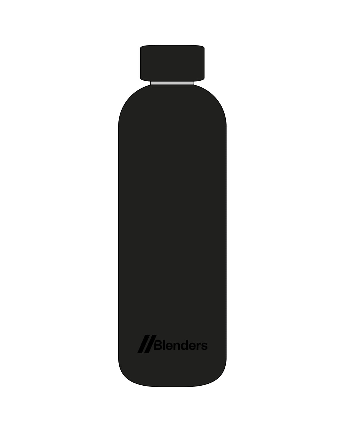 The Water Bottle - Black - Blenders - Bottom Landscape Logo - Printed - Tone on Tone