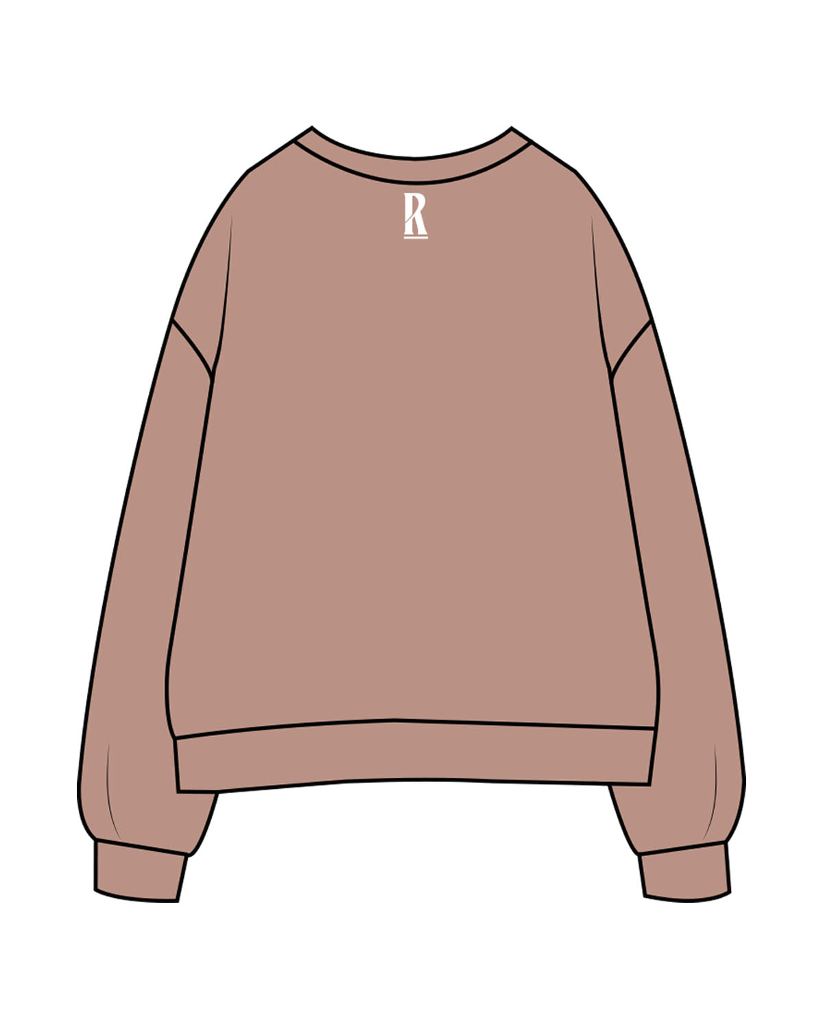 The Womens Crewneck - Clay - Revolve Pilates - Center Chest Stacked & Back Neckline - Printed - White