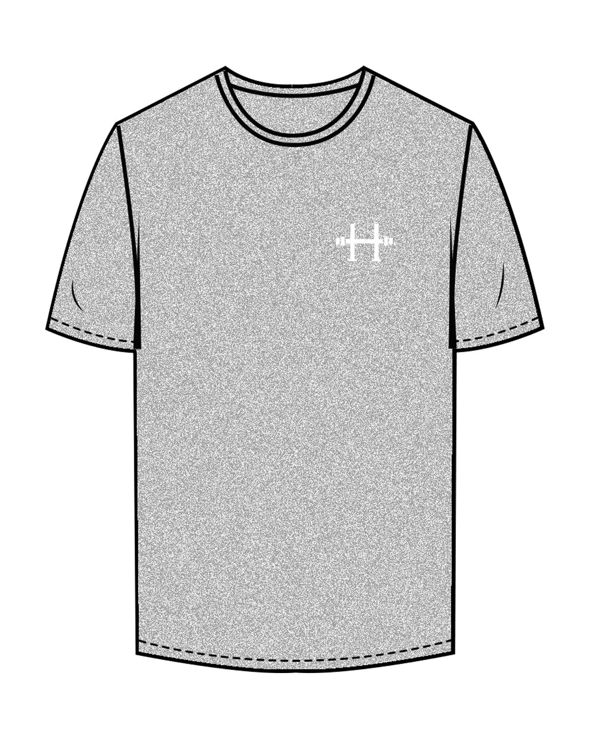 The Mens Tee - Heather - Haus of Fitness - Left Chest & Back Vertical Text - White