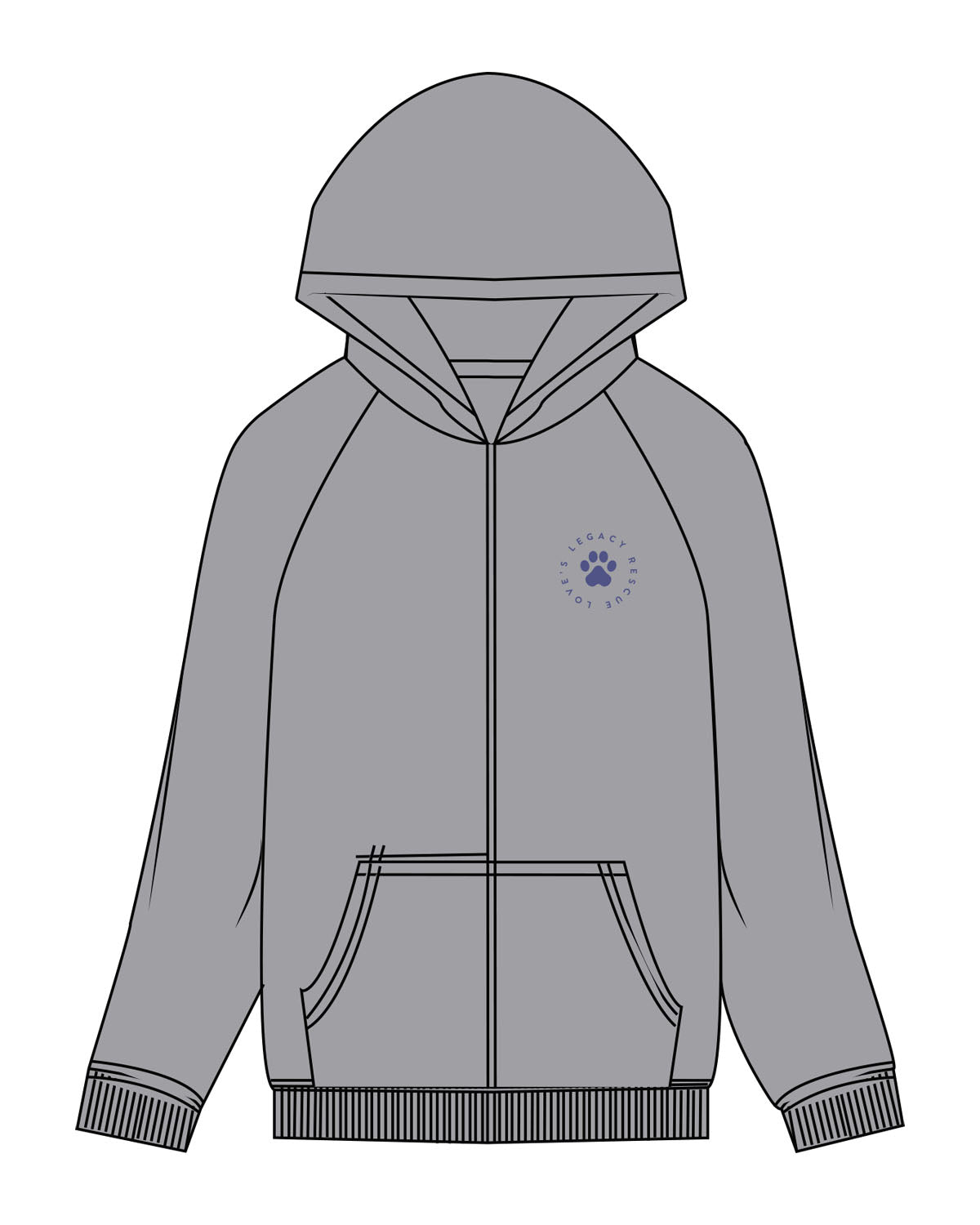 The Recycled Unisex Zip Hoodie - Heather - LLR - Left Chest & Back Stacked - Printed - Full Color
