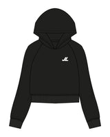 The Womens Crop Hoodie - Black - JL Marketing - Left Chest - Printed - White