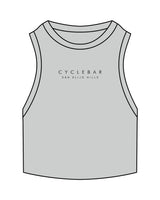 The Ribbed Crop Tank - Storm - Cyclebar - Center Chest Stacked - Embroidered - Black
