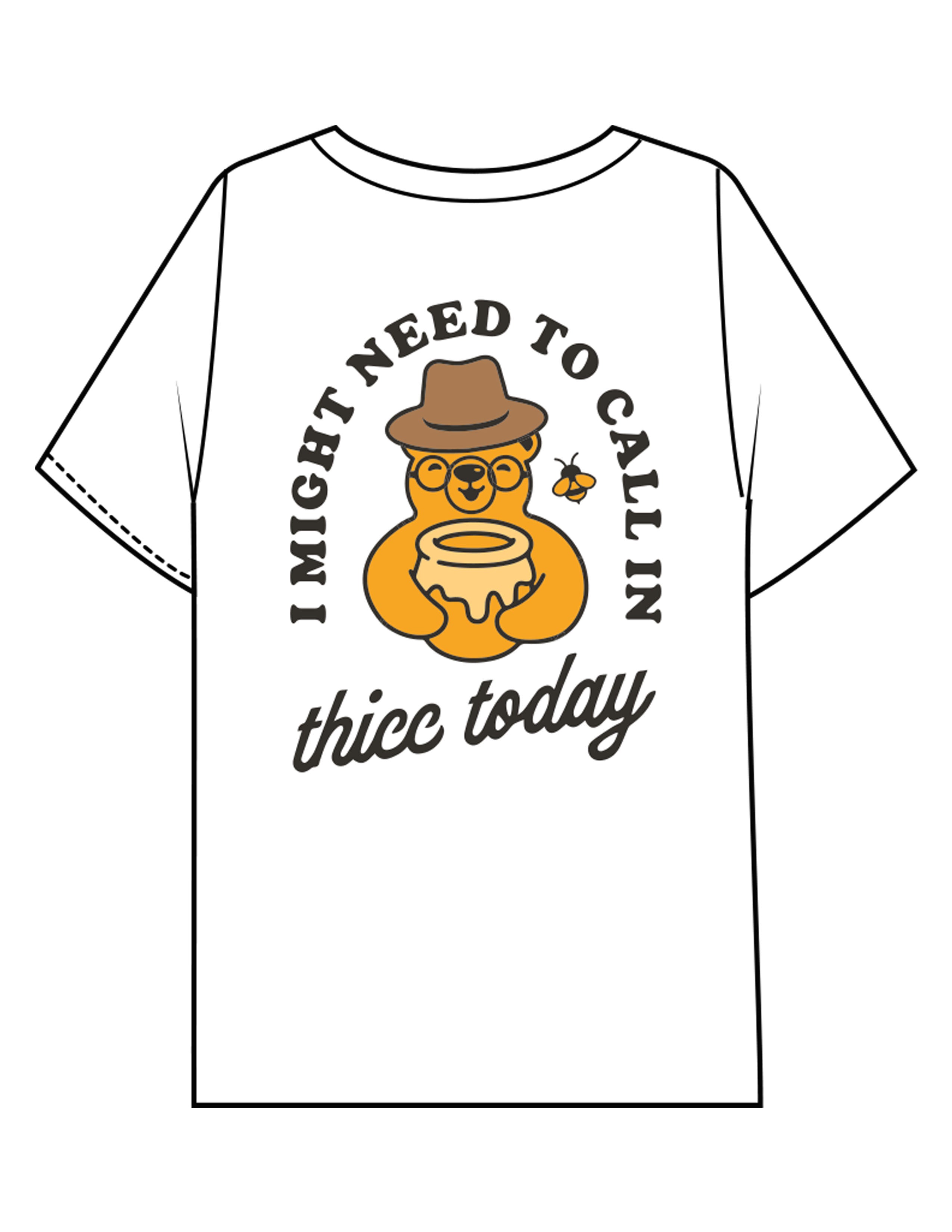 The Mens Boxy Tee - White - Try Smile Collective - Left Chest & Back Bear - Printed - Full Color