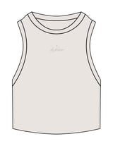 The Ribbed Crop Tank - Bone - LA FORME PILATES - Center Chest - Embroidered - Tone on Tone