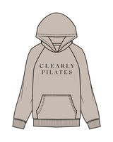The Womens Hoodie - Bone - Clearly Pilates - Center Chest Stacked & Back Center Mirror - Black