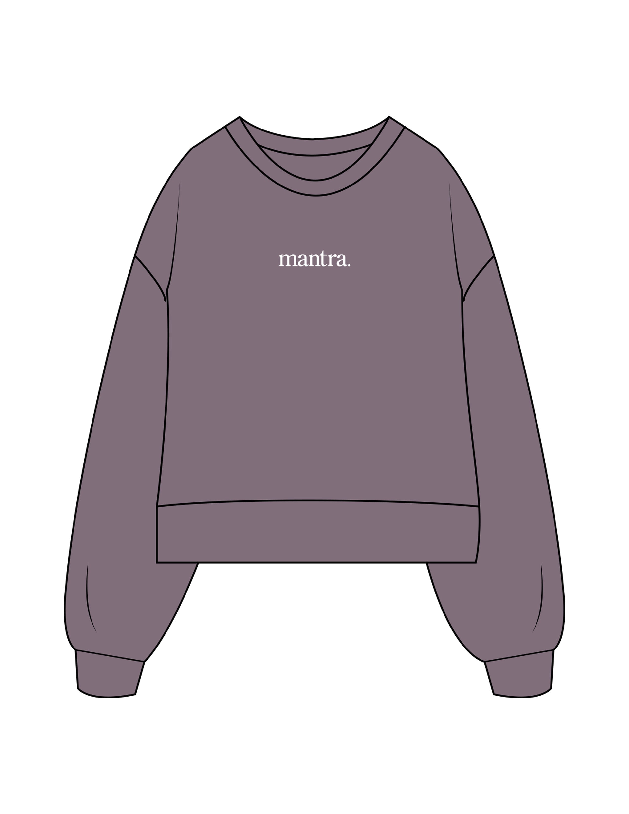 The Womens Heavyweight Crop - Mauve - Mantra - Center Chest - Printed - White