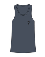 The Womens Full Length Tank - Indigo - STUDIO 7 - Left Chest - Printed - Black