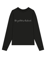 The Womens Long Sleeve - Black - THE PILATES DISTRICT - Center Chest - Printed - White