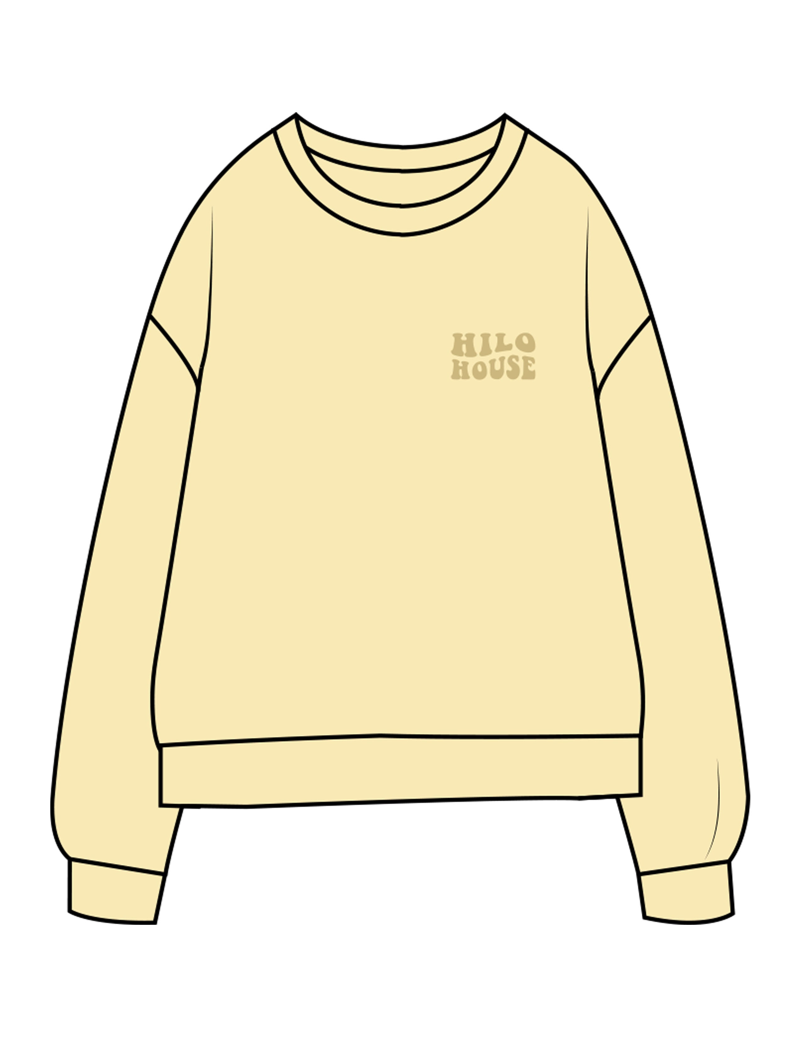 The Midweight Unisex Crewneck - Washed Yellow - HiLo - Left Chest & Back Stacked - Printed - Tone on Tone