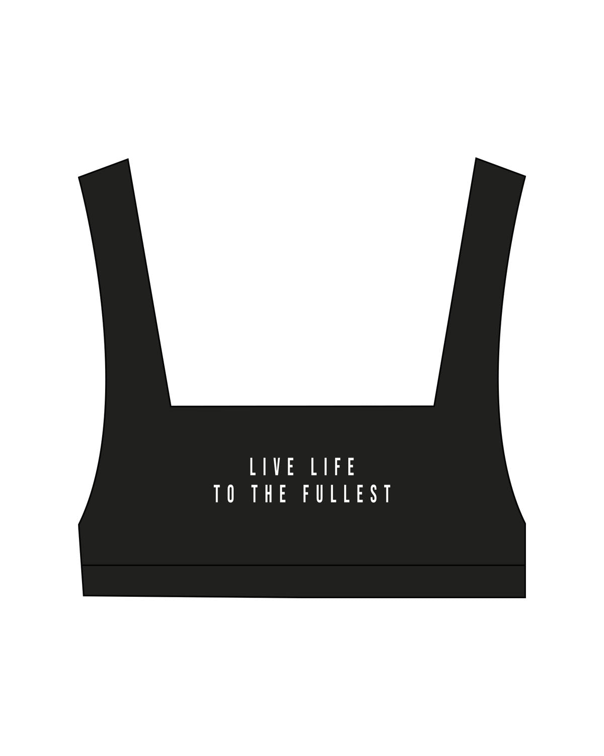 The Box Cut Bra - Black - Studio 205- Center Chest Stacked - Back Center - Printed - White