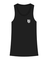 The Womens Full Length Tank - Black - IR Fit - Left Chest - Printed - White