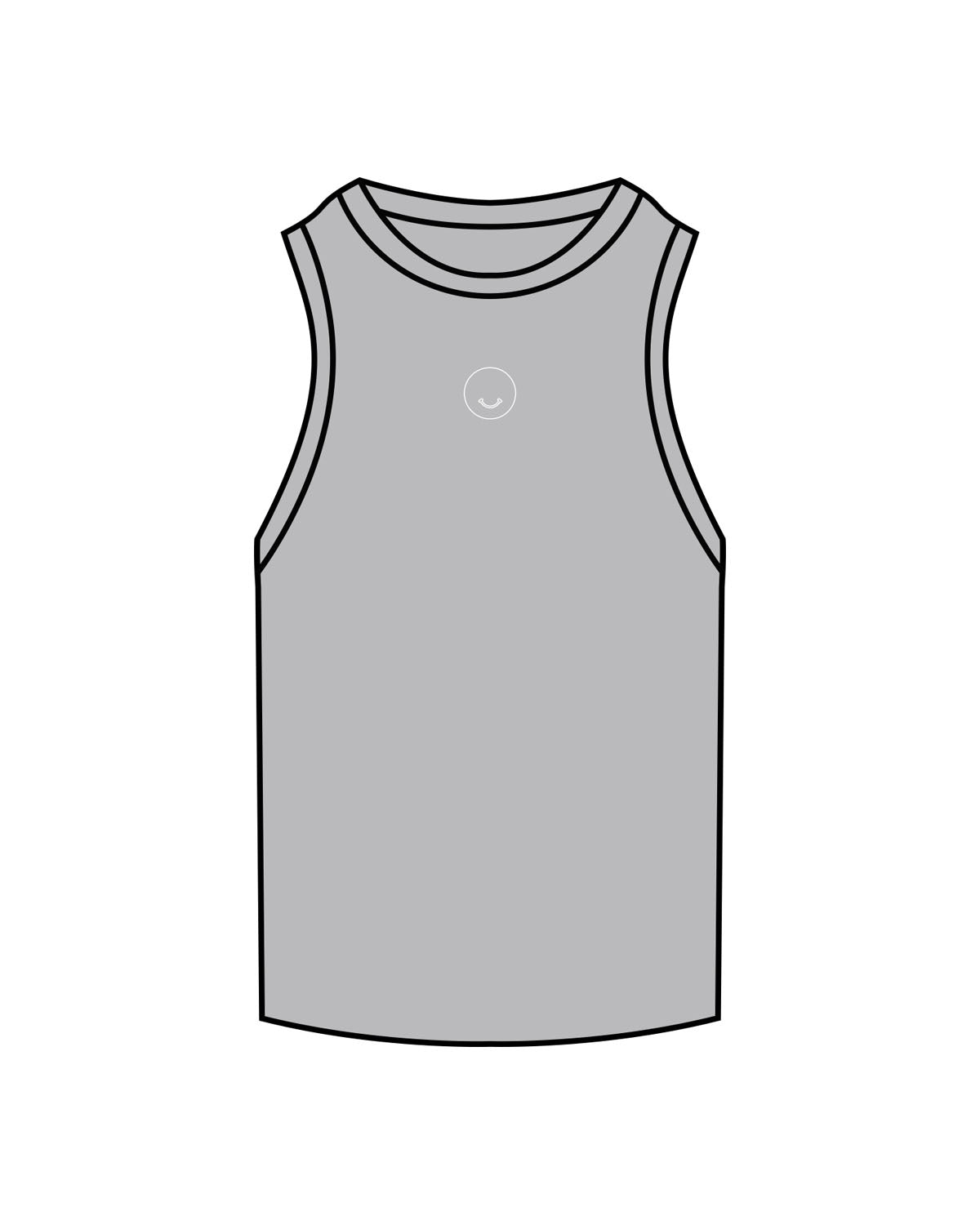 The Ribbed Full Length Tank - Storm - Squeeze Massage - Center Chest - Embroidered - White