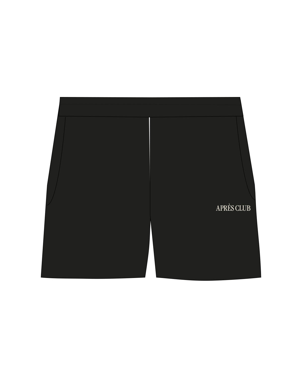 The Womens Jogger Shorts - Black - Lagree Tahoe - Left Leg - Embroidered - Off White