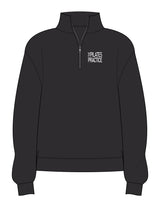 The Womens 1/4 Zip - Navy - Pilates Practice - Left Chest Stacked - Embroidered - White