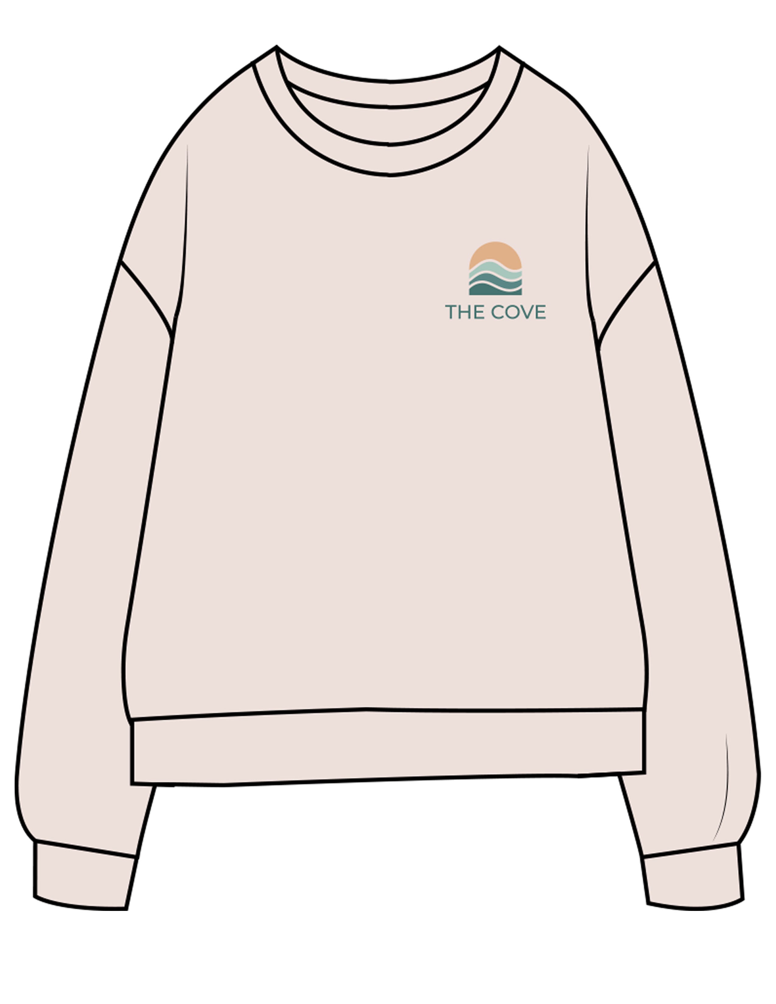 The Midweight Unisex Crewneck - Washed Ivory - The Cove - Left Chest - Printed - Full Color