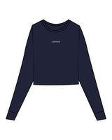 The Micro Rib Crop Long Sleeve - Navy - C Wickson - Center Chest - Printed - White