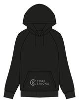 The Mens Classic Hoodie - Black - Core Strong - Front Pocket - Printed - White