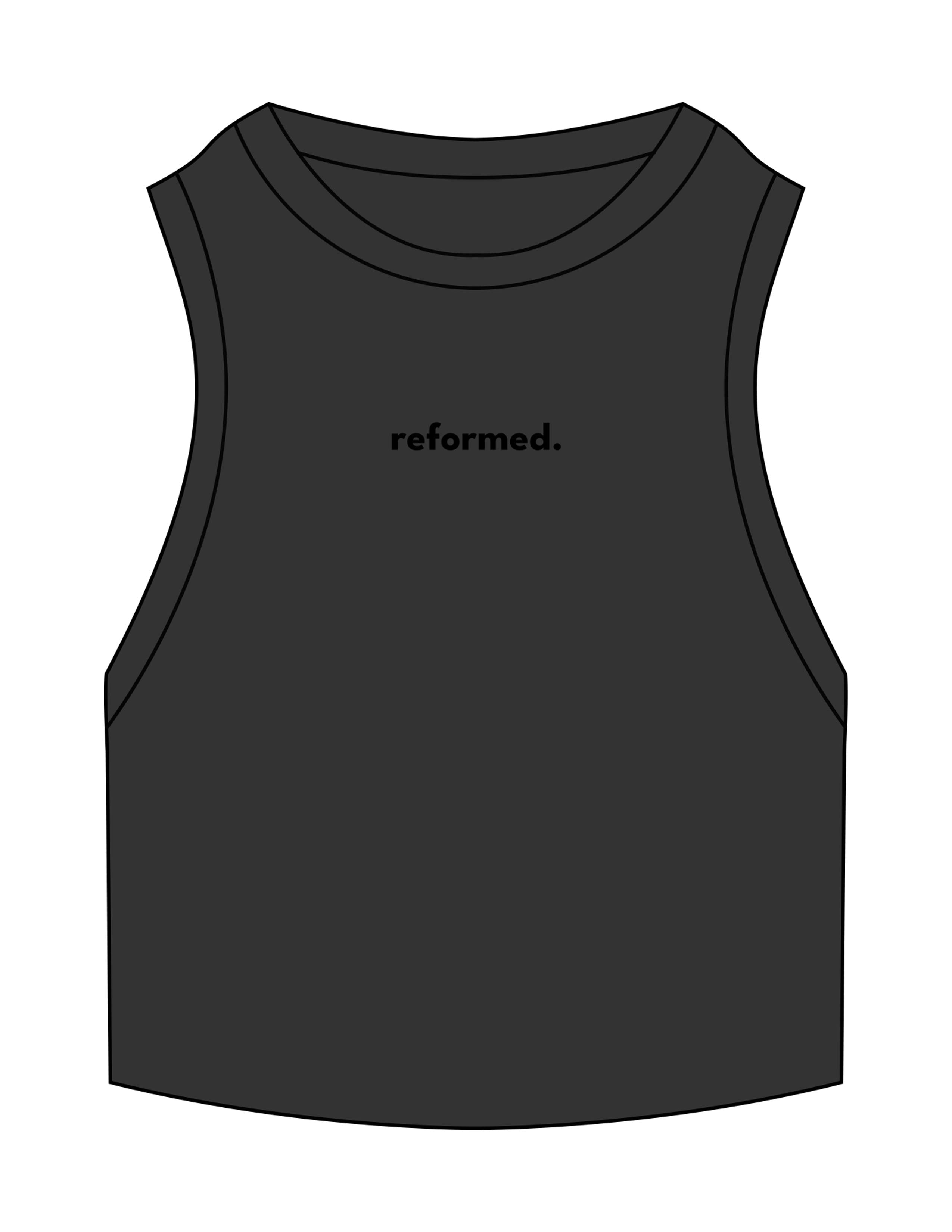 The Ribbed Crop Tank - Washed Black - RPCS - Center Chest - Embroidered - Tone on Tone