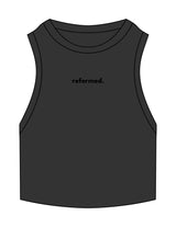 The Ribbed Crop Tank - Washed Black - RPCS - Center Chest - Embroidered - Tone on Tone
