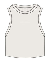 The Ribbed Crop Tank - Bone - Core Ritual - Center Chest - Embroidered - White