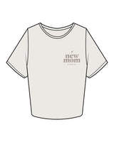 The Crop Tee - Bone - New Mom School - Left Chest Stacked - Tone on Tone