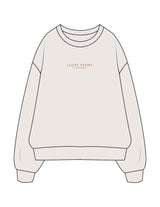 The Mens Crewneck - Bone - Lucky Penny - Center Chest Stacked - Embroidered - Light Brown