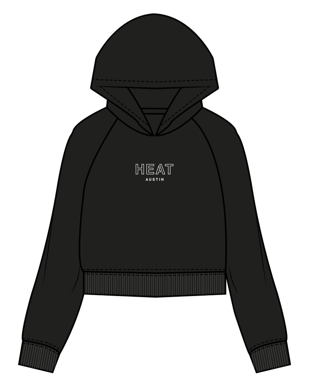 The Womens Lightweight Cropped Hoodie - Black - Heat Bootcamp - Center Chest & Upper Back - Printed - White