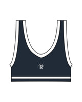 The Piped Bra - Navy - Reform Fitness - Center Back - Printed - White
