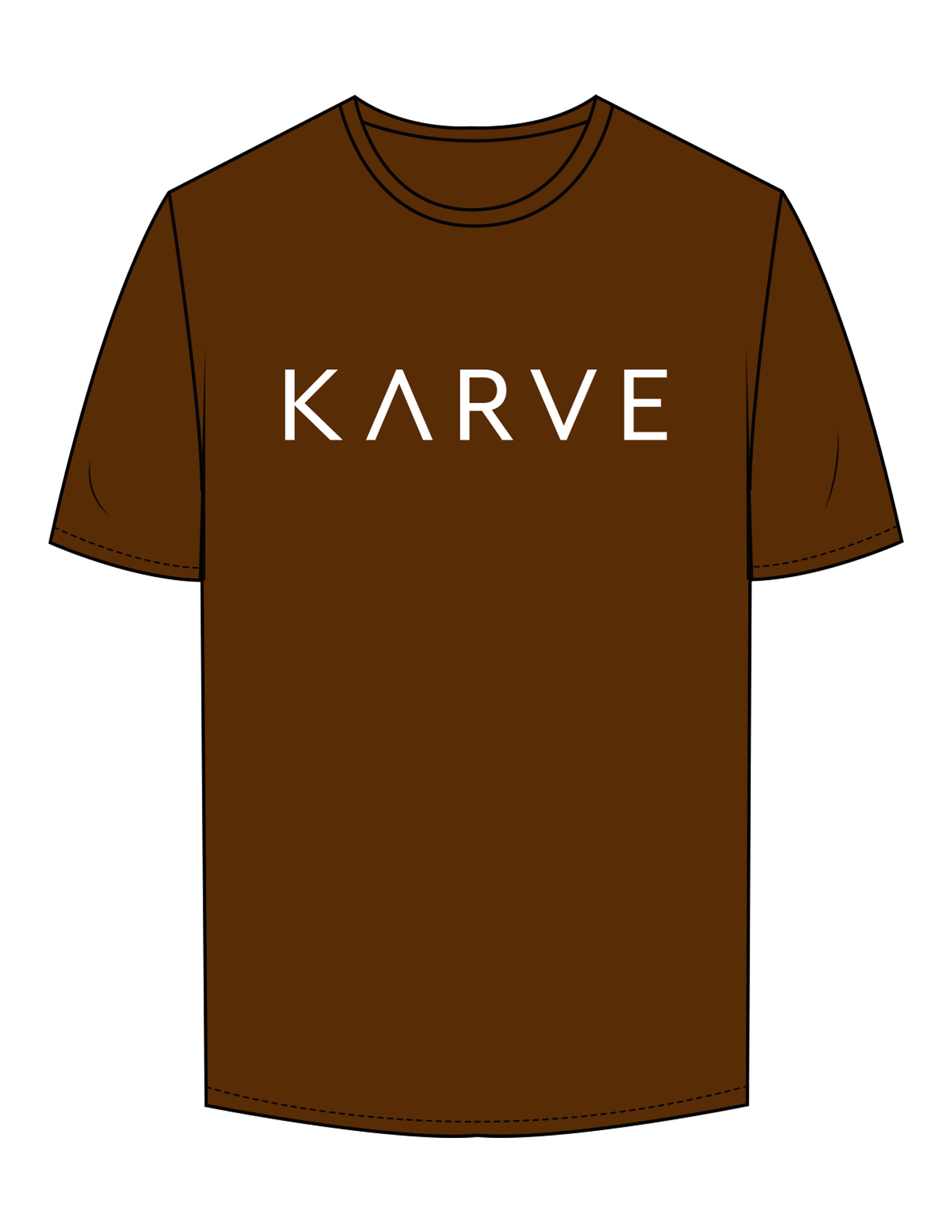 The Mens Tee - Chocolate - Karve - Center Chest - Printed - White